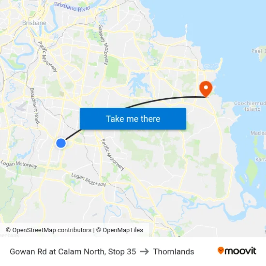 Gowan Rd at Calam North, Stop 35 to Thornlands map