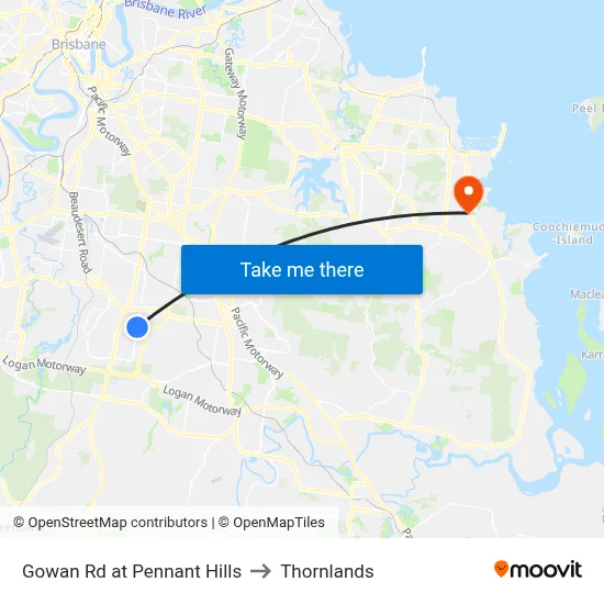 Gowan Rd at Pennant Hills to Thornlands map