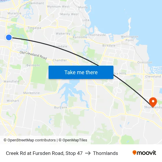 Creek Rd at Fursden Road, Stop 47 to Thornlands map