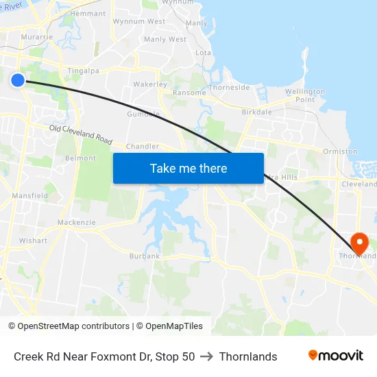 Creek Rd Near Foxmont Dr, Stop 50 to Thornlands map