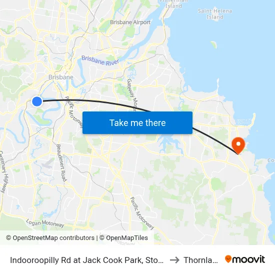 Indooroopilly Rd at Jack Cook Park, Stop 18/19 to Thornlands map