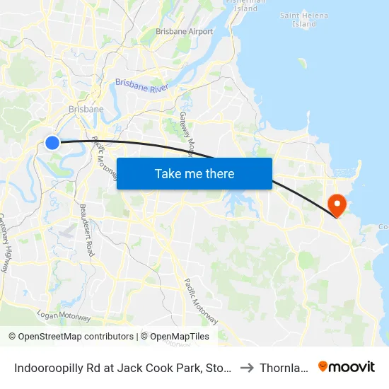 Indooroopilly Rd at Jack Cook Park, Stop 18/19 to Thornlands map