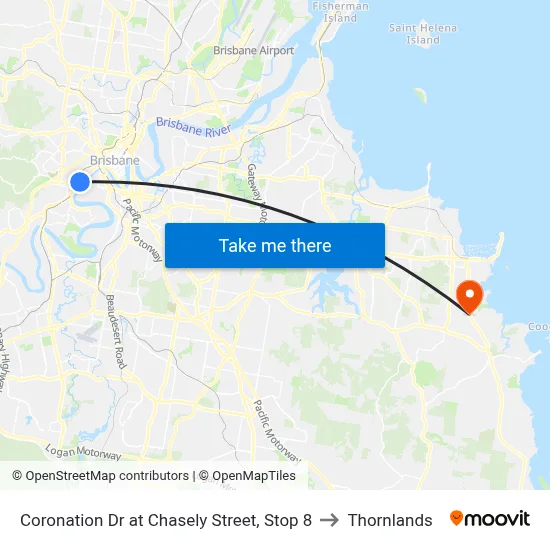 Coronation Dr at Chasely Street, Stop 8 to Thornlands map