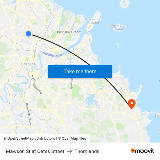 Mawson St at Oates Street to Thornlands map