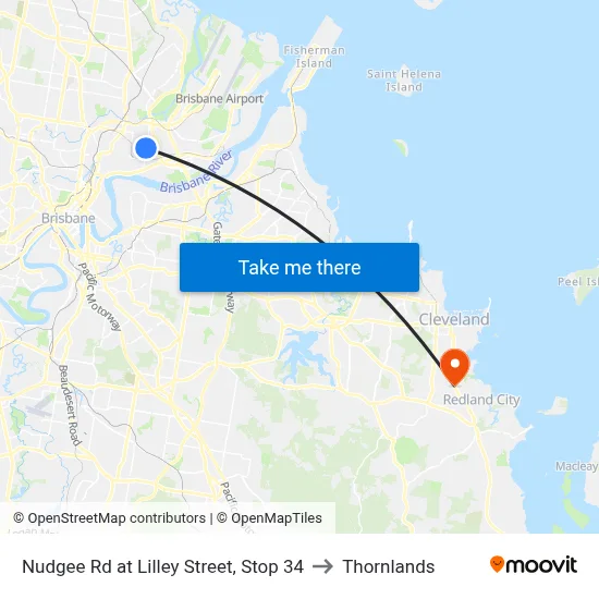 Nudgee Rd at Lilley Street, Stop 34 to Thornlands map