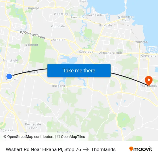 Wishart Rd Near Elkana Pl, Stop 76 to Thornlands map