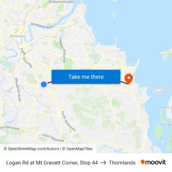 Logan Rd at Mt Gravatt Corner, Stop 44 to Thornlands map