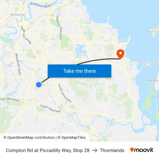 Compton Rd at Piccadilly Way, Stop 28 to Thornlands map