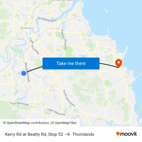 Kerry Rd at Beatty Rd, Stop 52 to Thornlands map