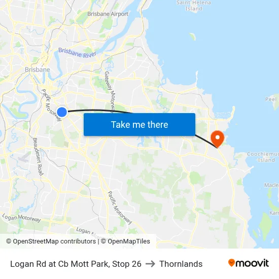 Logan Rd at Cb Mott Park, Stop 26 to Thornlands map
