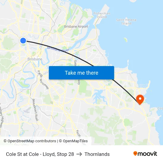 Cole St at Cole - Lloyd, Stop 28 to Thornlands map