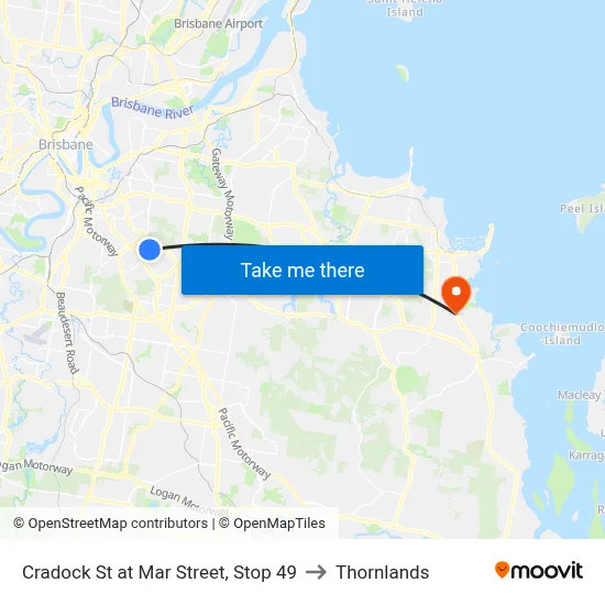 Cradock St at Mar Street, Stop 49 to Thornlands map