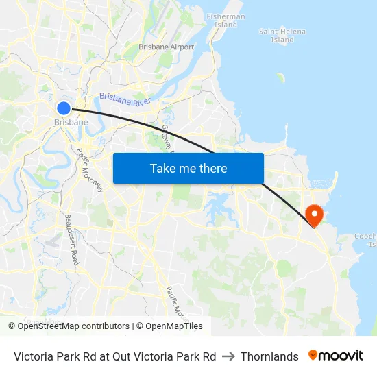 Victoria Park Rd at Qut Victoria Park Rd to Thornlands map