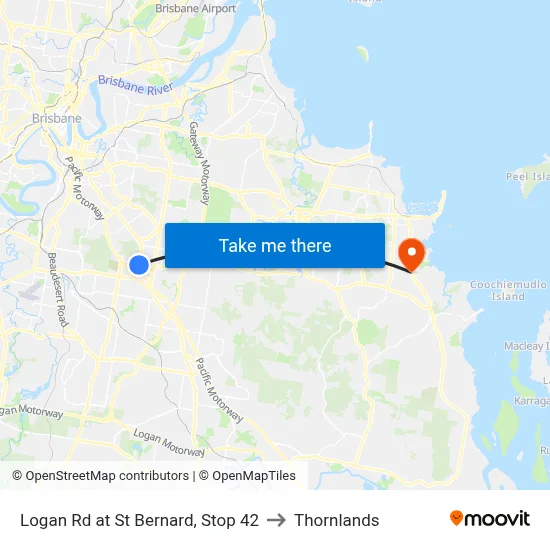 Logan Rd at St Bernard, Stop 42 to Thornlands map