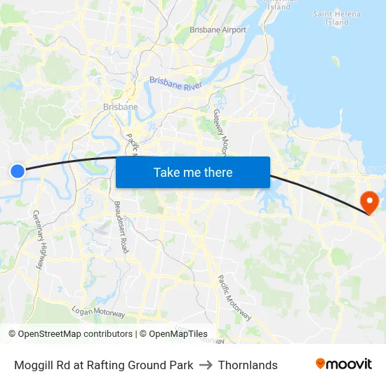 Moggill Rd at Rafting Ground Park to Thornlands map