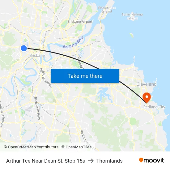 Arthur Tce Near Dean St, Stop 15a to Thornlands map