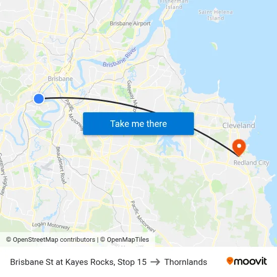 Brisbane St at Kayes Rocks, Stop 15 to Thornlands map