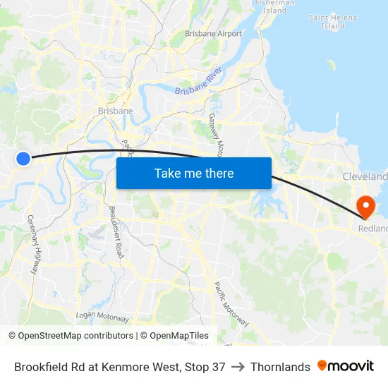 Brookfield Rd at Kenmore West, Stop 37 to Thornlands map