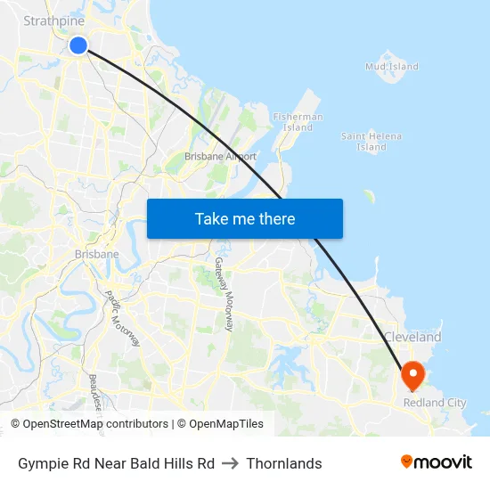 Gympie Rd Near Bald Hills Rd to Thornlands map