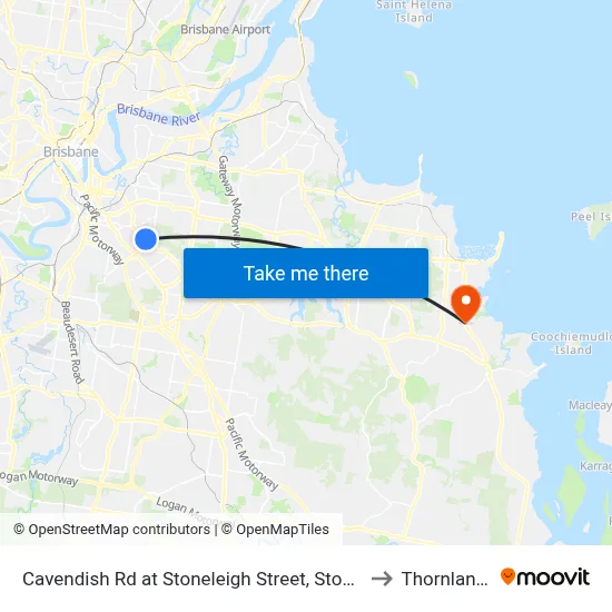 Cavendish Rd at Stoneleigh Street, Stop 38 to Thornlands map