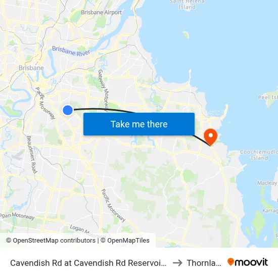 Cavendish Rd at Cavendish Rd Reservoir, Stop 40 to Thornlands map