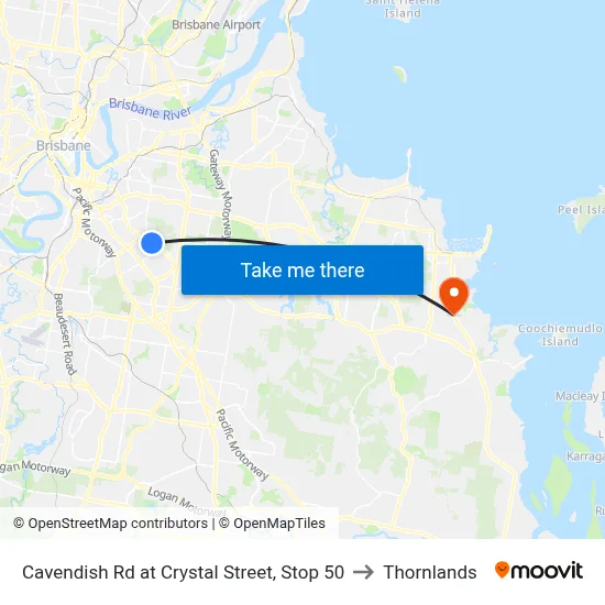 Cavendish Rd at Crystal Street, Stop 50 to Thornlands map