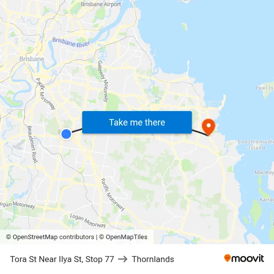 Tora St Near Ilya St, Stop 77 to Thornlands map