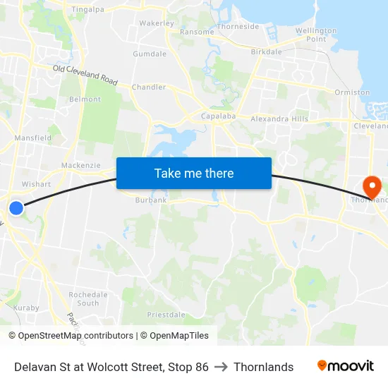 Delavan St at Wolcott Street, Stop 86 to Thornlands map