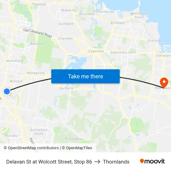 Delavan St at Wolcott Street, Stop 86 to Thornlands map