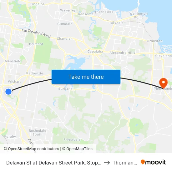 Delavan St at Delavan Street Park, Stop 85 to Thornlands map