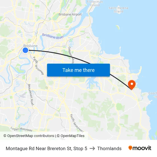 Montague Rd Near Brereton St, Stop 5 to Thornlands map