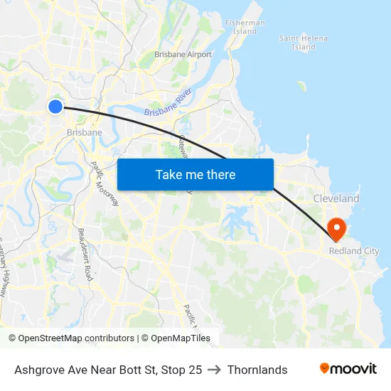 Ashgrove Ave Near Bott St, Stop 25 to Thornlands map