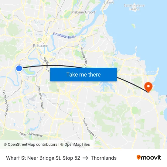 Wharf St Near Bridge St, Stop 52 to Thornlands map