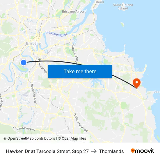 Hawken Dr at Tarcoola Street, Stop 27 to Thornlands map