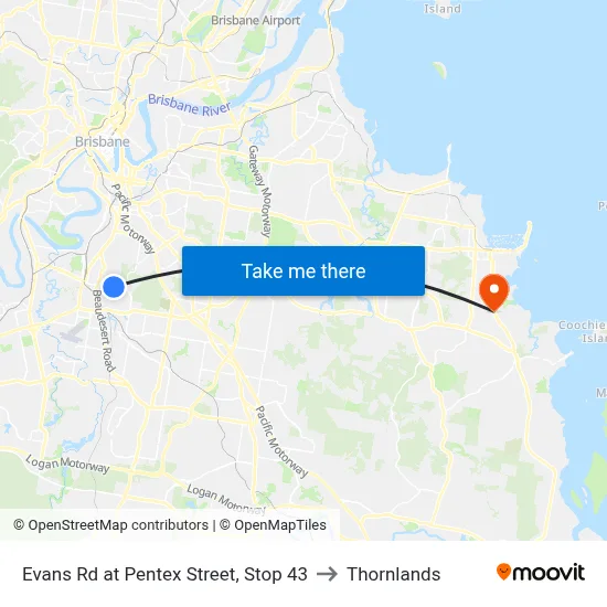 Evans Rd at Pentex Street, Stop 43 to Thornlands map