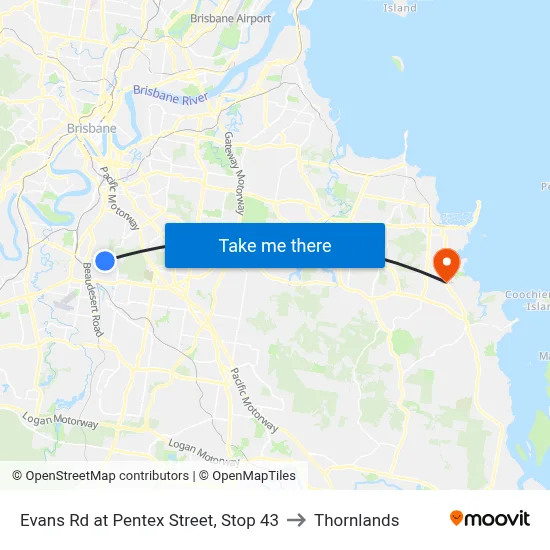 Evans Rd at Pentex Street, Stop 43 to Thornlands map
