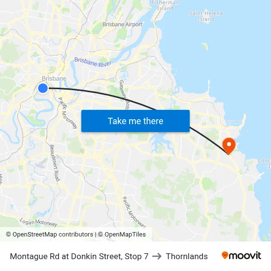 Montague Rd at Donkin Street, Stop 7 to Thornlands map