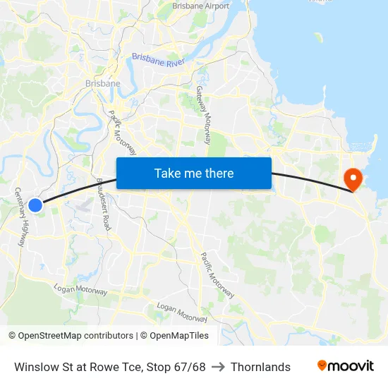 Winslow St at Rowe Tce, Stop 67/68 to Thornlands map