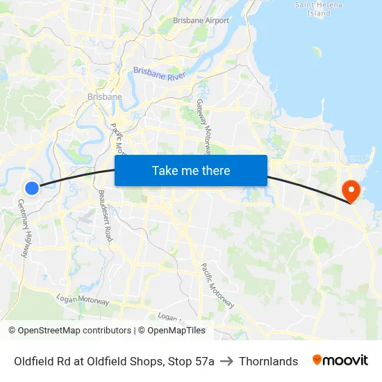 Oldfield Rd at Oldfield Shops, Stop 57a to Thornlands map