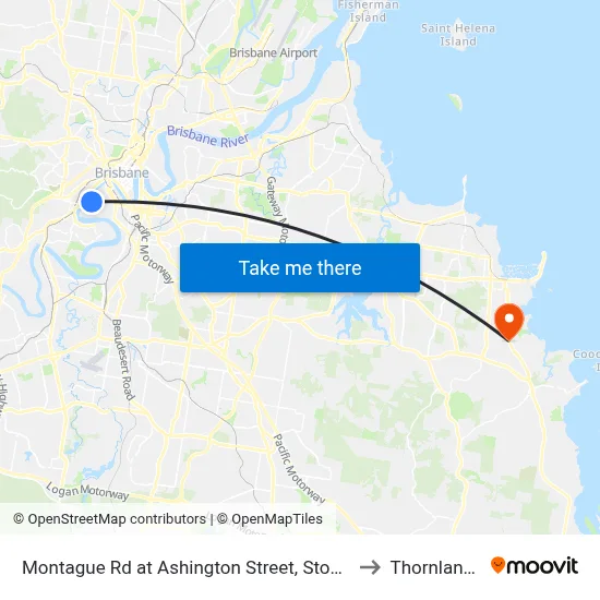 Montague Rd at Ashington Street, Stop 9 to Thornlands map