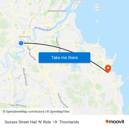 Sussex Street Hail 'N' Ride to Thornlands map