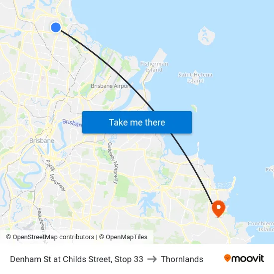 Denham St at Childs Street, Stop 33 to Thornlands map