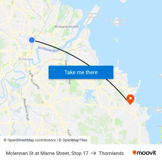 Mclennan St at Marne Street, Stop 17 to Thornlands map