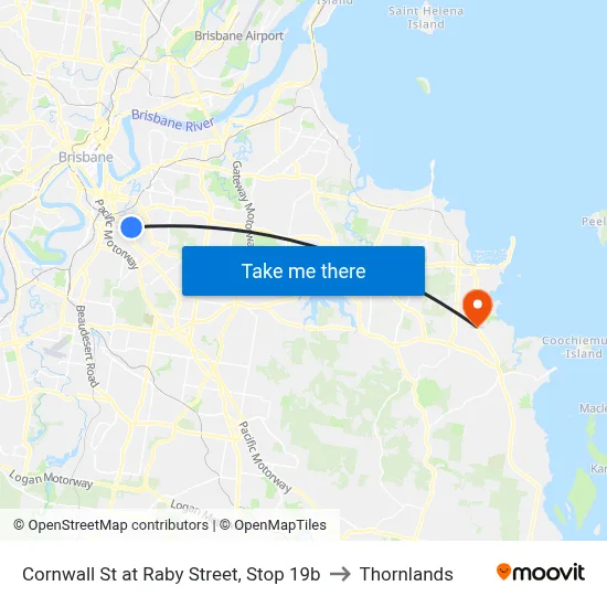 Cornwall St at Raby Street, Stop 19b to Thornlands map