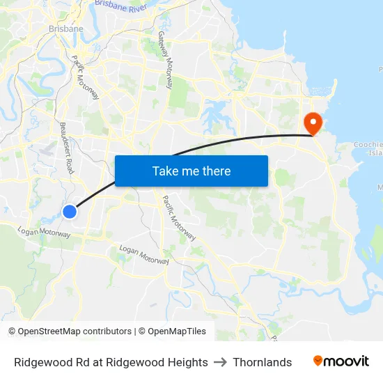 Ridgewood Rd at Ridgewood Heights to Thornlands map