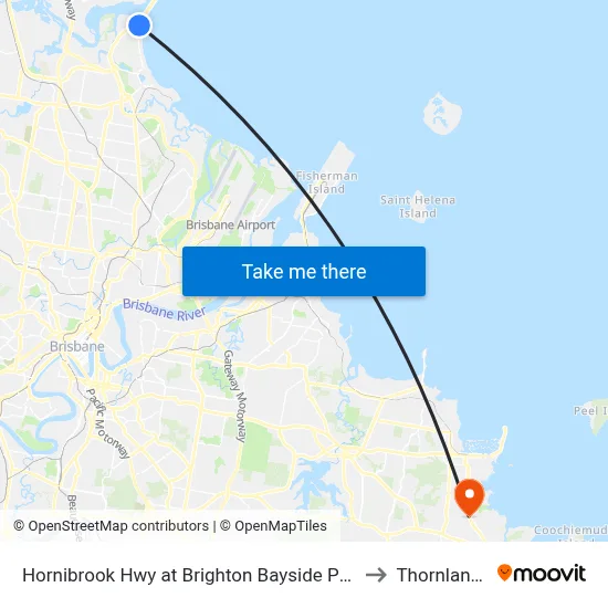 Hornibrook Hwy at Brighton Bayside Park to Thornlands map