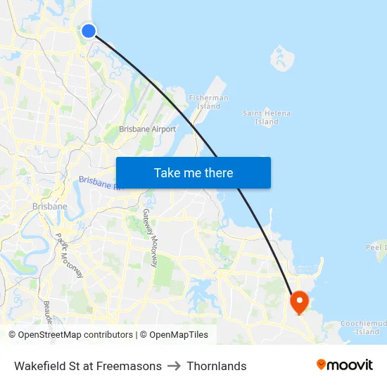 Wakefield St at Freemasons to Thornlands map