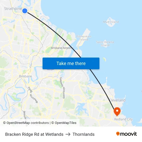 Bracken Ridge Rd at Wetlands to Thornlands map