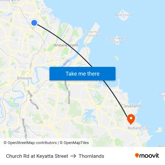 Church Rd at Keyatta Street to Thornlands map