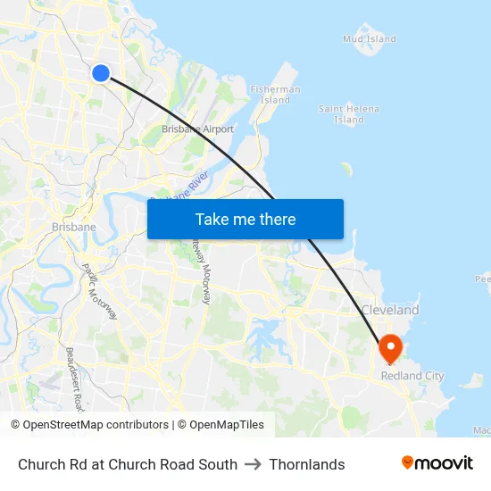 Church Rd at Church Road South to Thornlands map